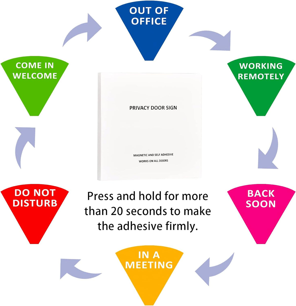 Office Door Sign,Do Not Disturb/Come in Welcome/Out of Office/in a Meeting/Back Soon/Working Remotely Sign, Privacy Door Status That Lets Others Know Whether You're Available Or Not (6inch,White)