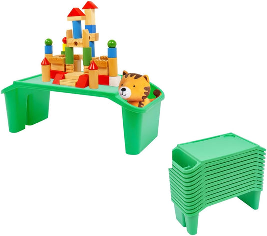 12 Pack Kids Lap Desk Tray with Storage Slots, Portable Lap Desk, Activity Tray, Drawing, Stackable, Writing, Eating, Classroom, 19.69" L x 9.84" W x 7.1" H (Green)