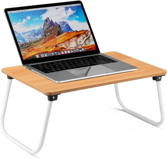 Ruxury Folding Lap Desk Laptop Stand Bed Desk Table Tray, Breakfast Serving Tray, Portable & Lightweight Mini Table for Sofa Couch Floor - Wood