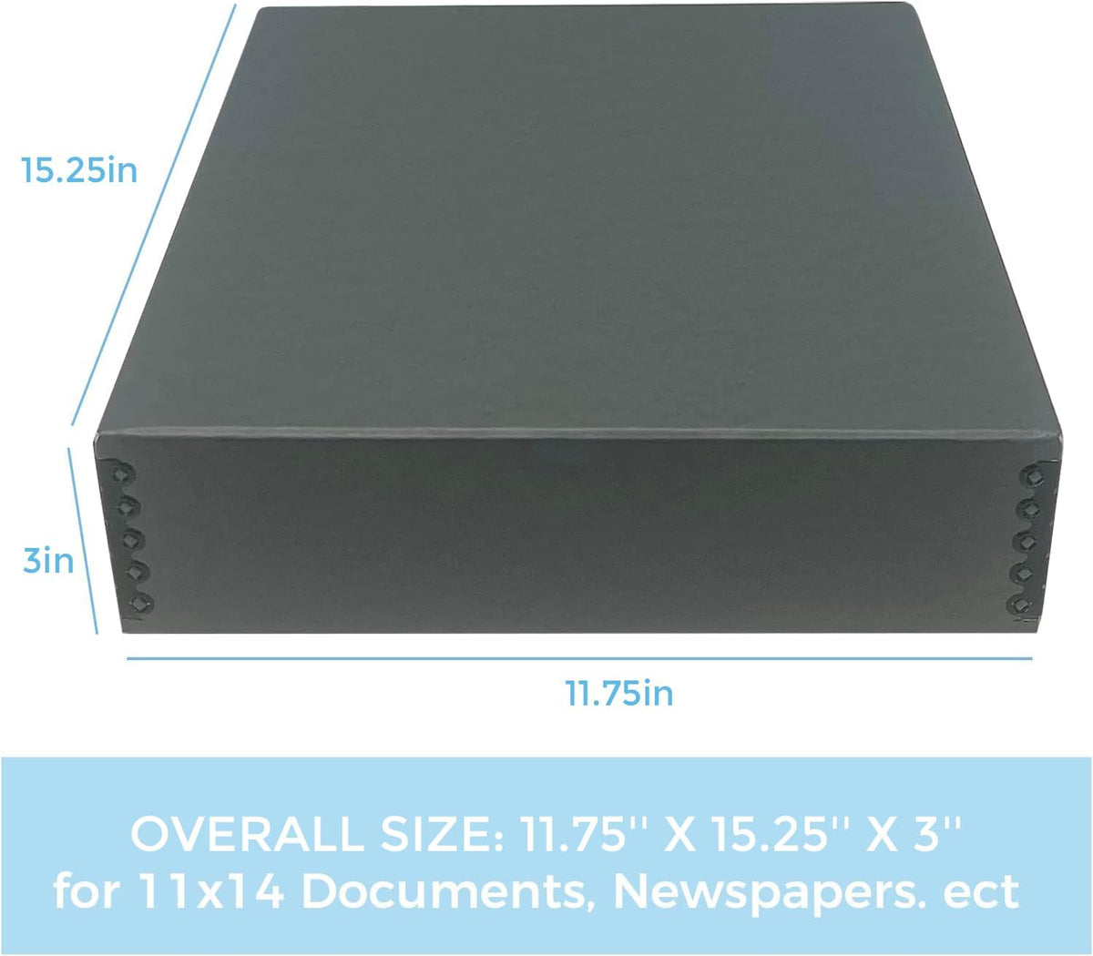 Lineco Museum Archival Storage Box, 11.75x15.25x3 in. Drop Front Design. Acid-Free with Metal Edge. Organize Photos, Pictures, Prints, Documents, Crafts, DIY. Gray, 2 Pack