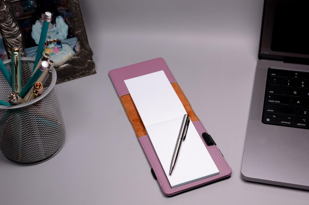 LaserGram Mini Padfolio with Notepad and Pen, Flag of The United States, Personalized Engraving Included (Pink)