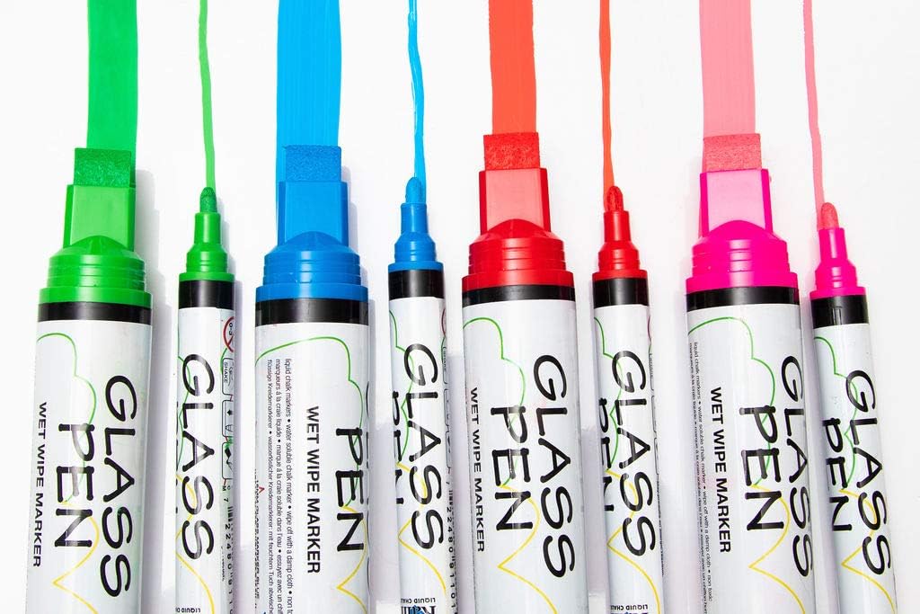 Glass Pen Window Marker: Liquid Chalk Pens for Glass, Whiteboard Markers with Washable Paint - Graduation, Car Windows, Mirror Pen, Storefront, Wedding, Parade, Party & Holiday (Brown, Fine Tip)