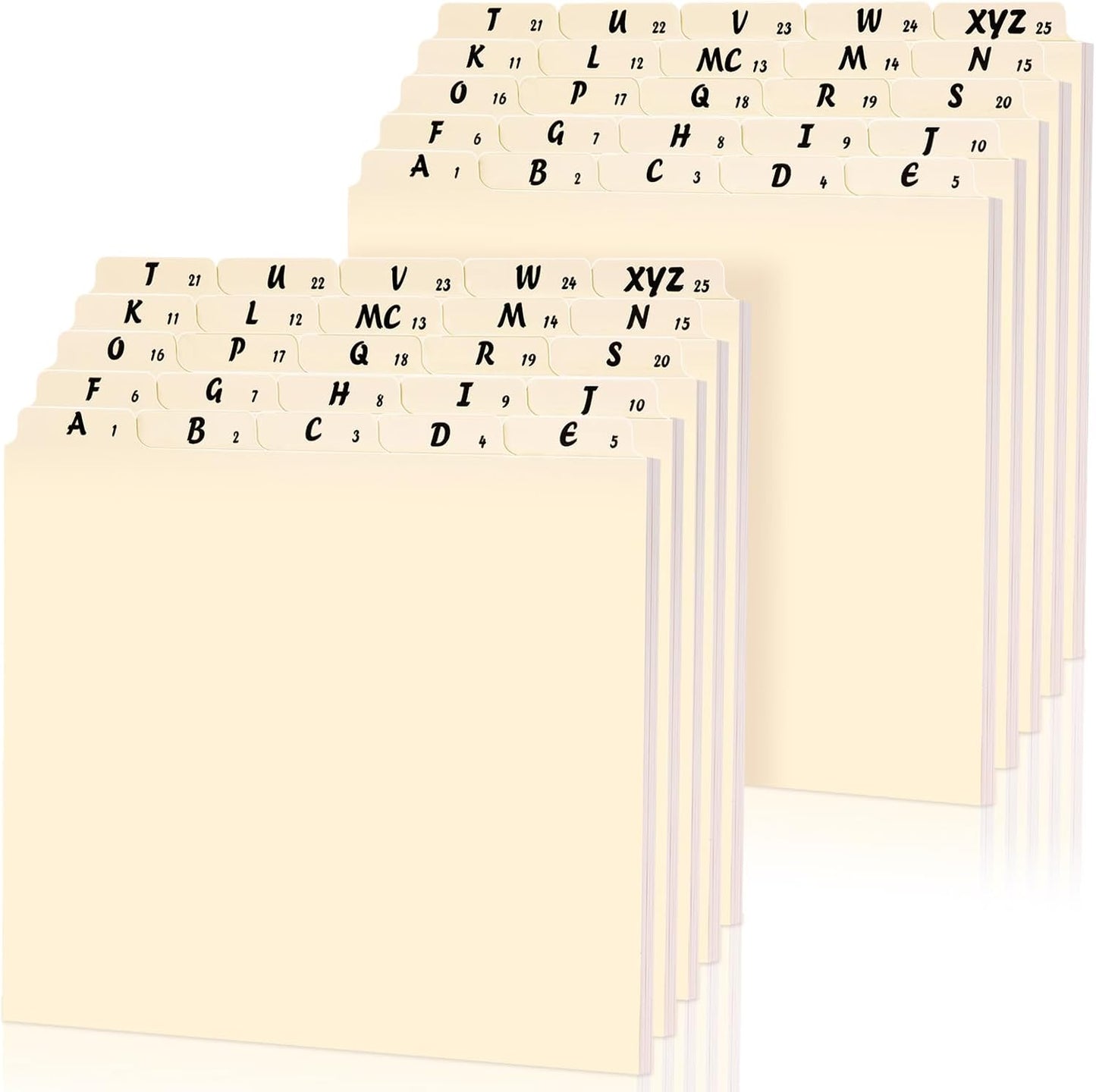 2 Set 50 Pcs Alphabet File Dividers Top Tab File Guides Set, Heavyweight A-z Letter Size Filing Cabinet Dividers 1/5 Cut Tab Desk Organizer for Work School Office