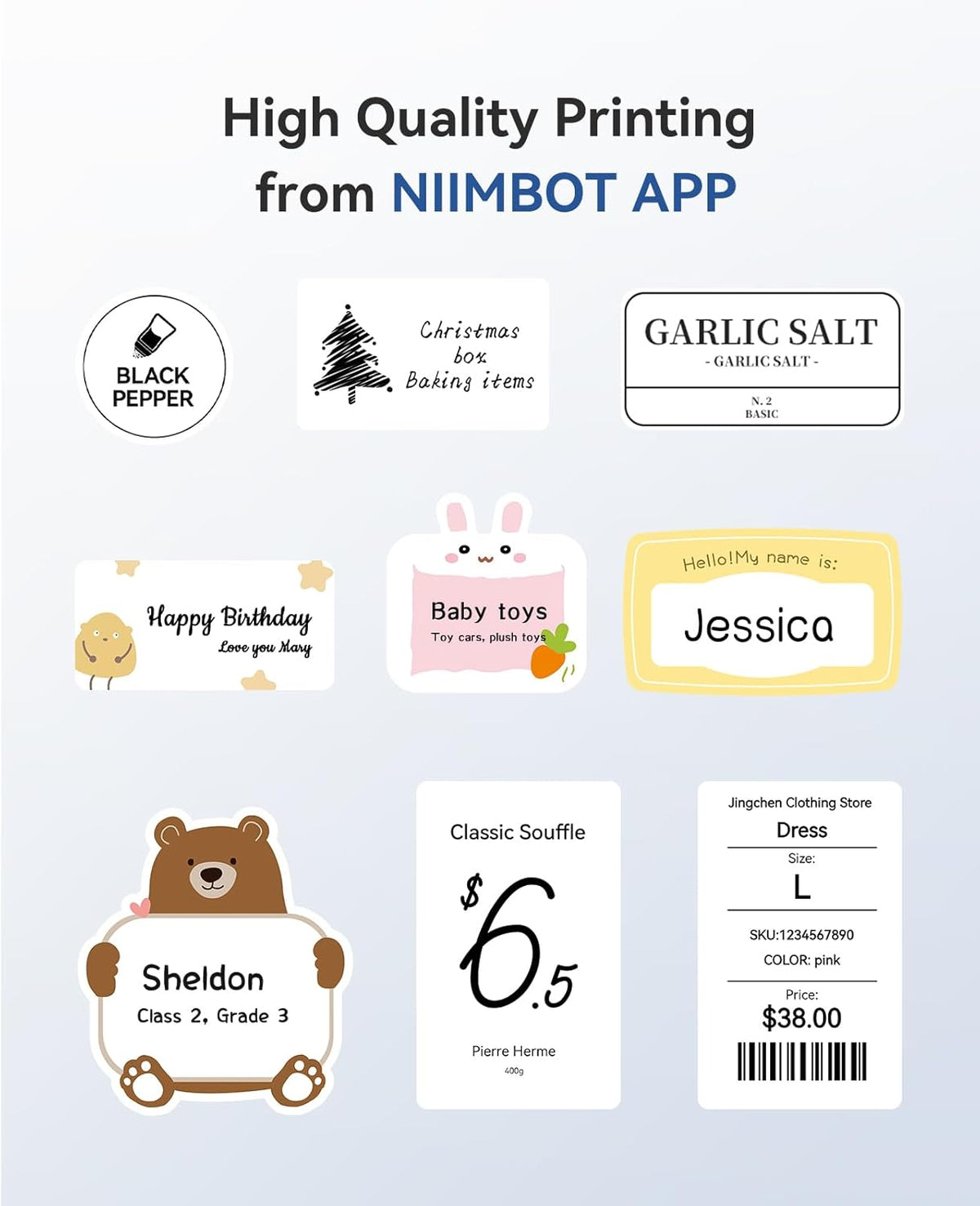 NIIMBOT B1 Label Maker Machine with Tape, Thermal Label Printer Easy to Use for Office Supplies, Home, Business, 2 Inch Label Maker with 2'' x1.18'' Labels
