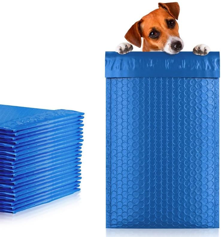 Blue Poly Bubble Mailers 5 x 9 Inch. Pack of 250 Padded Envelopes Waterproof. Self Seal Padded Mailers with Durable Seams. Lightweight Padded Shipping Envelopes for Mailing Fragile Things
