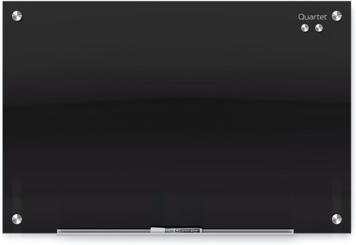 Quartet Glass Whiteboard, Magnetic Dry Erase White Board, 96" x 48", Black Surface, Infinity (G9648B)