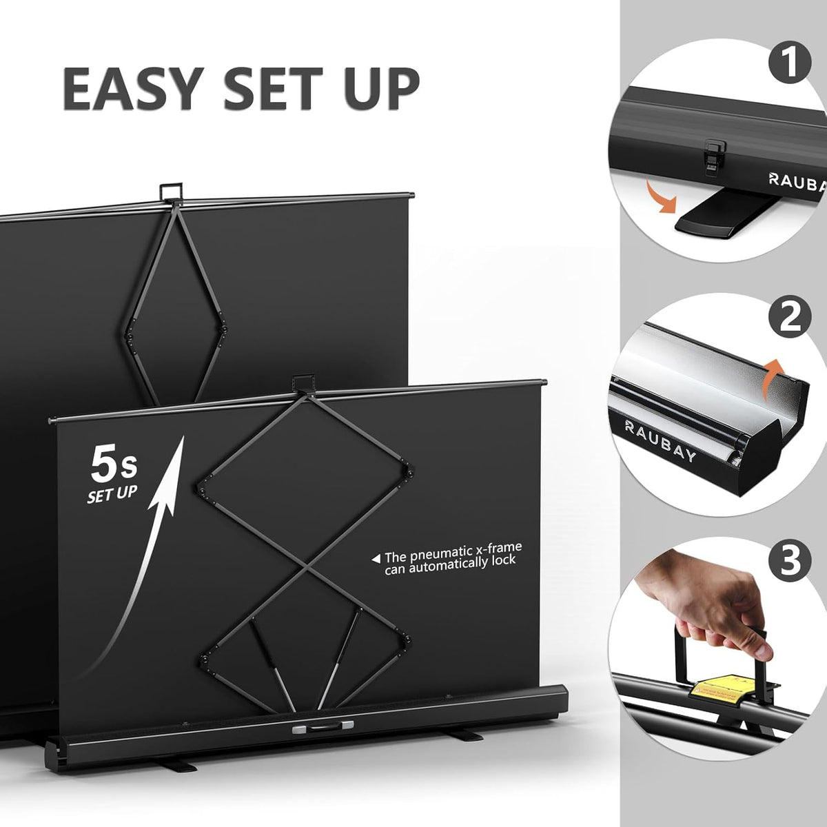 【Wider Style】 RAUBAY 78.7 x 82.7in Large Collapsible White Backdrop Screen Portable Retractable Panel Photo Background with Stand for Video Conference, Photographic Studio, Streaming