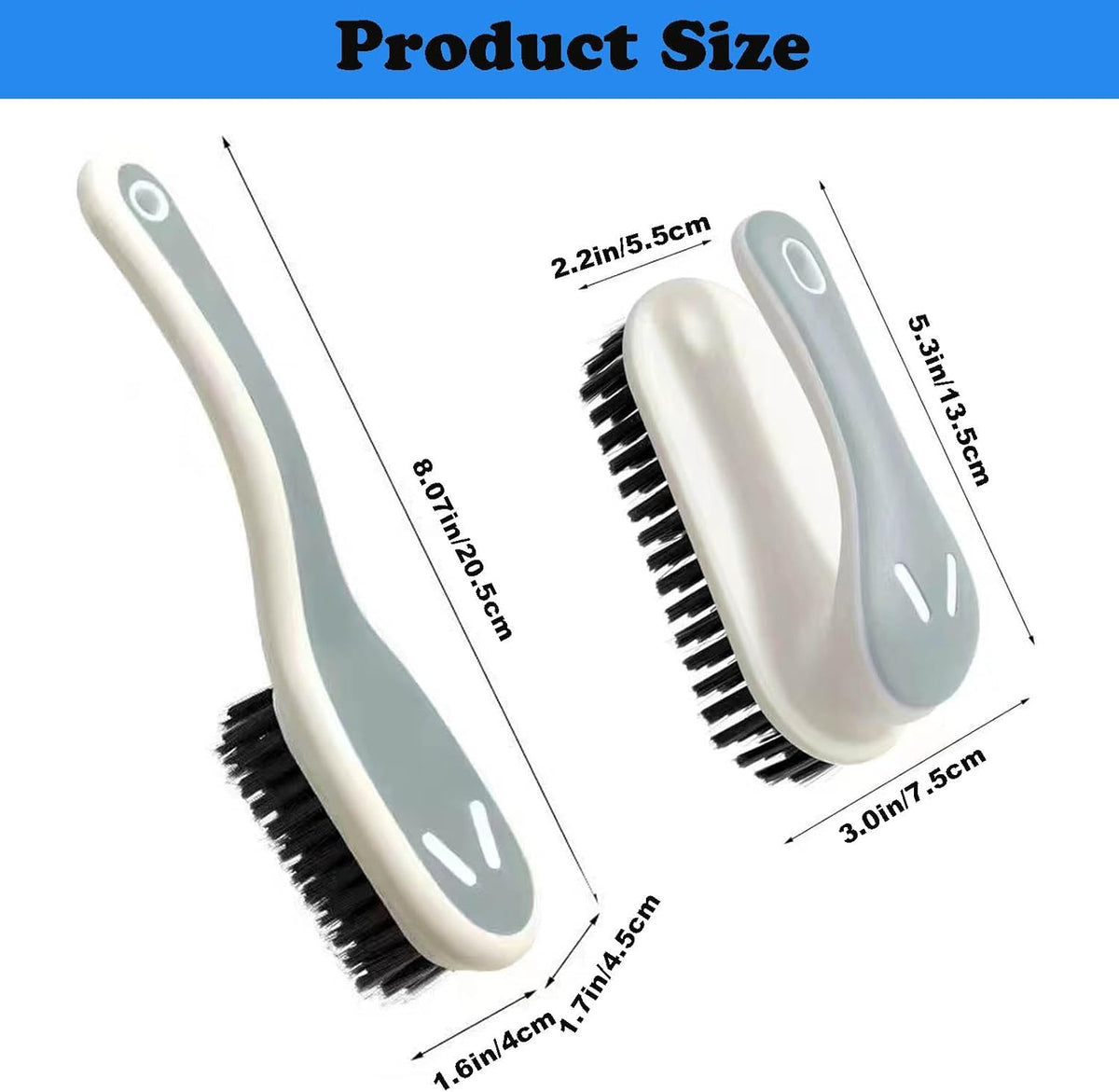 Soft Bristle Scrub Cleaning Brush Stain Remover Brush Fabric Cleaning Brush Laundry Brush Small Scrub Brush Cleaner Household Cleaning Brushes for Carpet, Clothes, Bathroom,Sneaker-2 Pack (Gray)