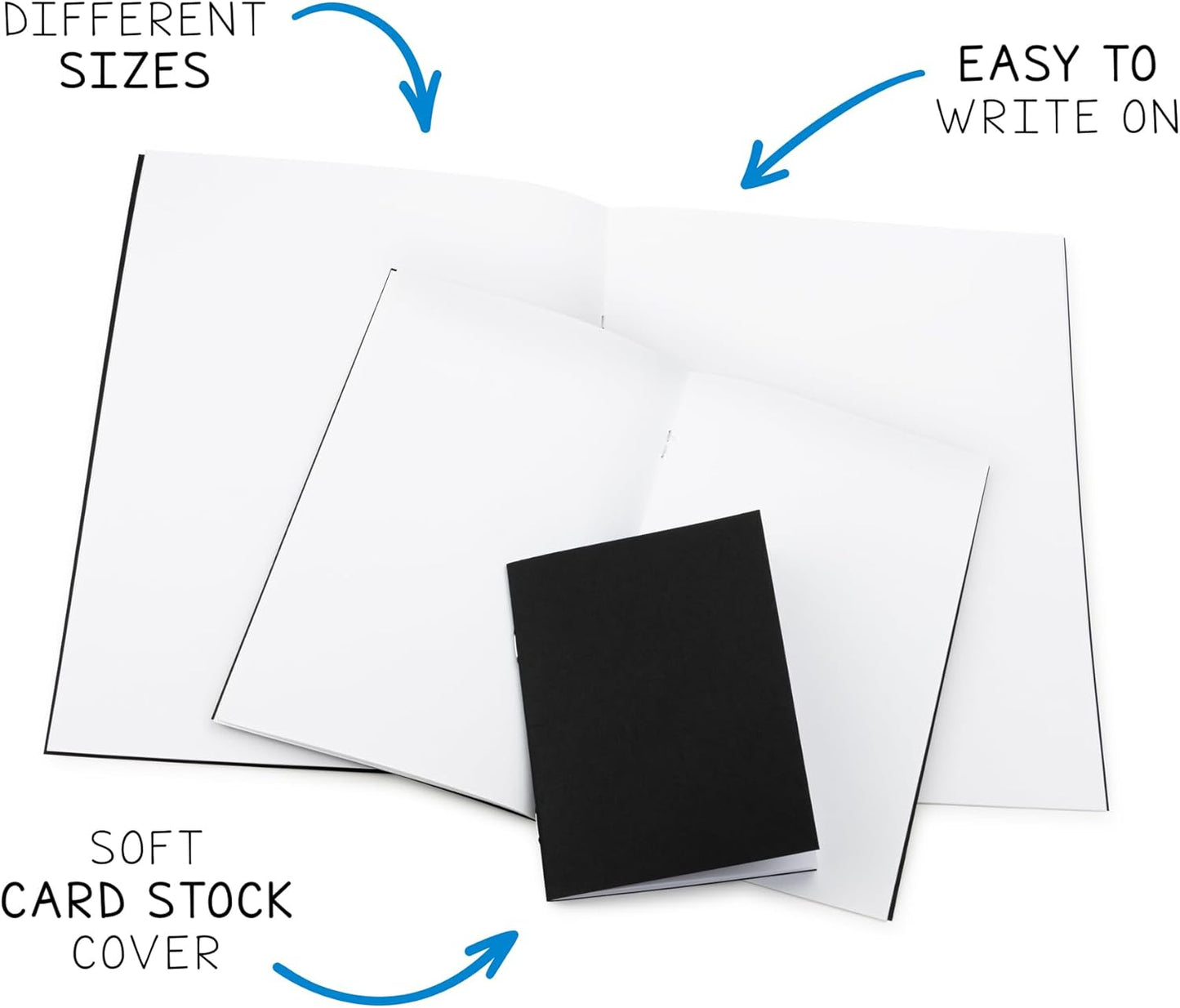 Hygloss Blank Books 5.5 x 8.5 Inches - 10 Pack – Black Color Paperback for Drawing & Writing – Empty Books for Journaling, Sketching or Arts & Craft
