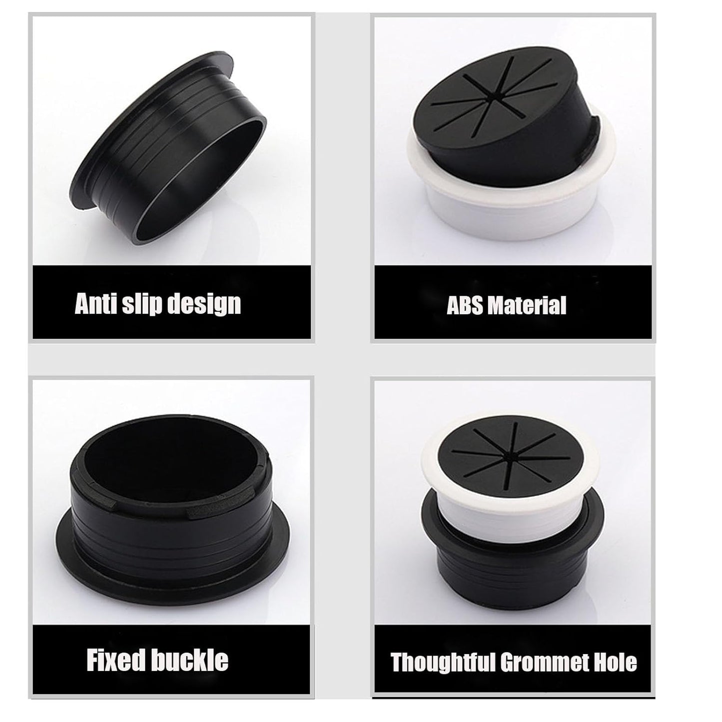 TuTuYa Desk Grommet, 6PCS Flexible 2 Inch (50mm) Desk Cable Grommet Desk Cable Hole Covers with Hole Saw, Ideal Solution for Office and Home Table Cable (White, 2Inch_50mm) (White)