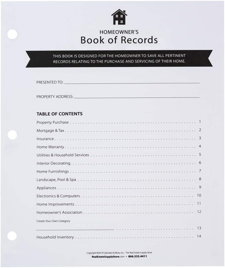 Homeowner's Book of Records Binder, Organize Household Receipts and Home Repair Record Keeping (Navy)