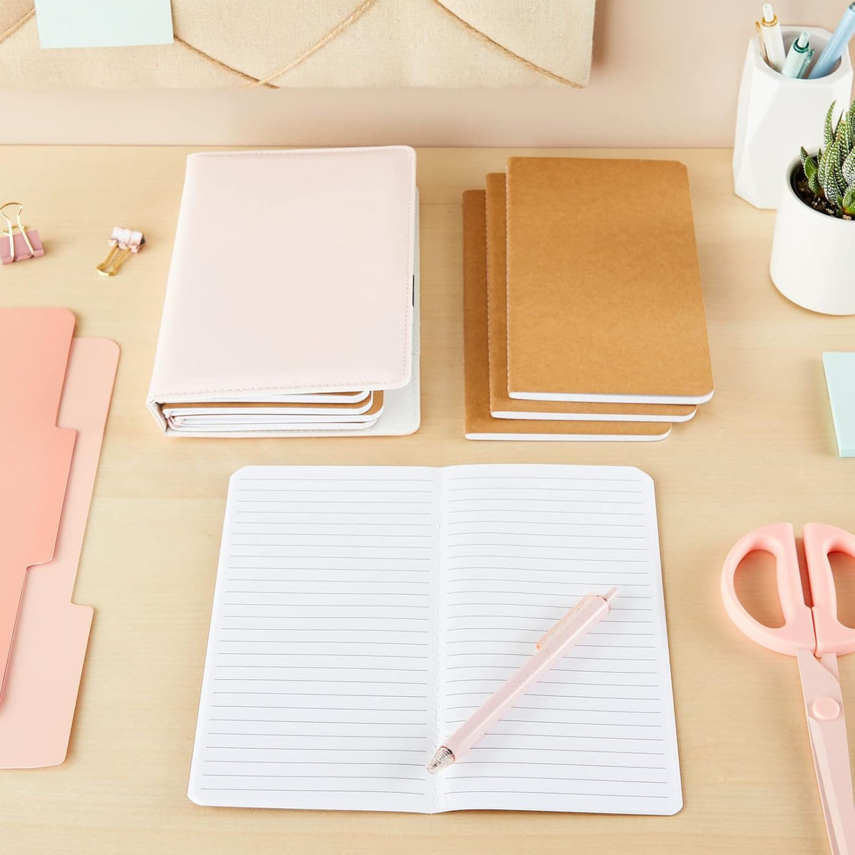 Paper Junkie Bulk Kraft Paper Notebooks - H5 (4.4 x 8.26 In), 12-Pack Soft Cover Kraft Brown - Lined Travel Journal & Creative Writing Notebook