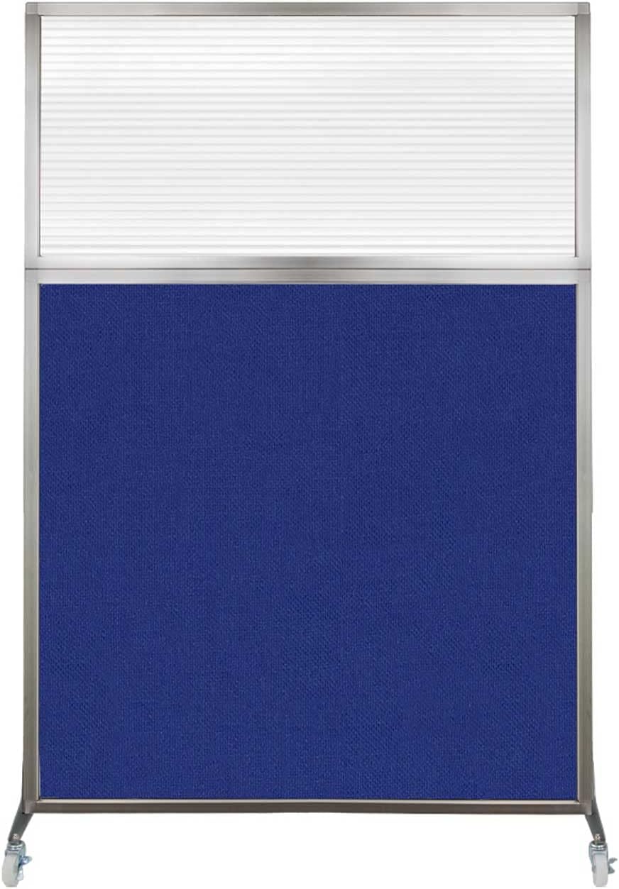 Versare Hush Screen Portable Room Divider with Wheels | Workstation Wall Divider | Freestanding Privacy Hush Panels | Clear Fluted Windows | Fabric Office Divider Screen | Great for Room Separation