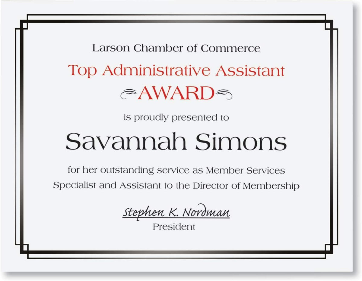 PaperDirect Foil Elegance Specialty Certificates, 50 Sheets of 38lb White Paper, 8½" x 11", Double Black Foil Border, Perfect for Awards, Students, Employees, Volunteers, Course Completion, Diplomas