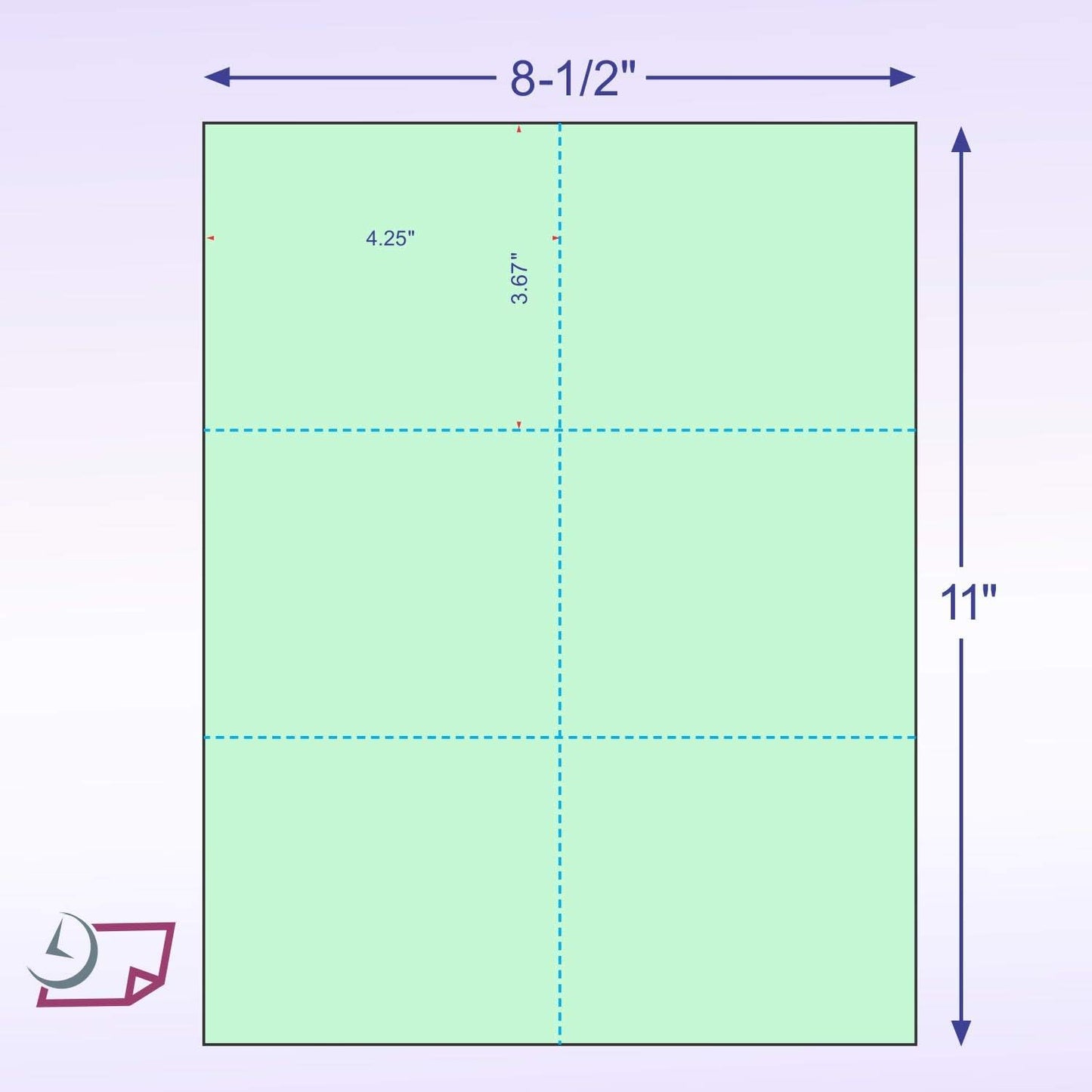 Laser Printer Blank Perforated Cards 6 up per Page (Green, 6000 Cards)