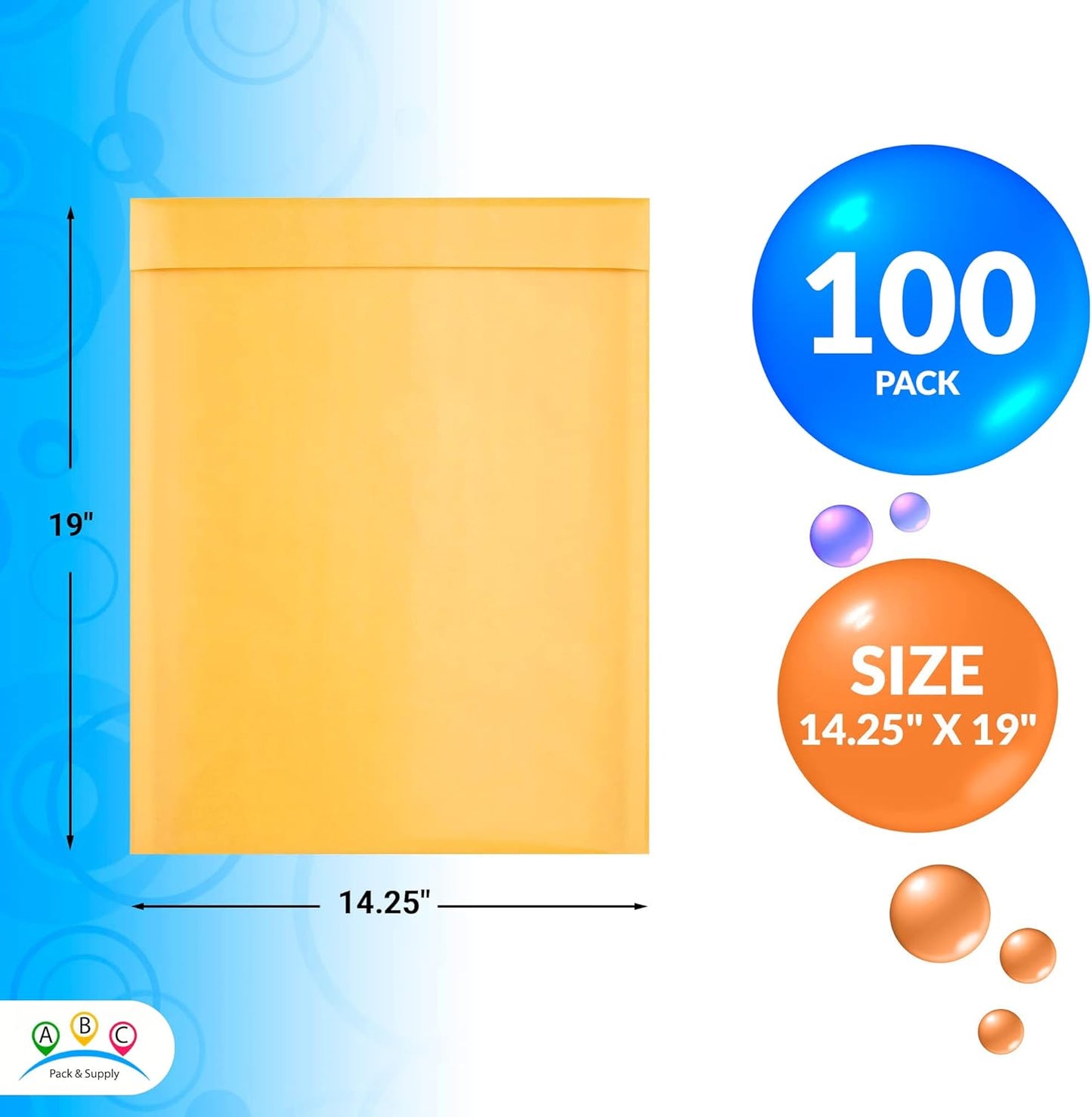 ABC PACK & SUPPLY Gold Kraft Bubble Mailer Envelopes, 14.25 x 19 Inches. 100 Pack Mail Padded Envelopes Self Seal. Kraft Bubble Mailers. Tear-Resistant Mailing Envelope Padded. Sturdy Paper Mailer