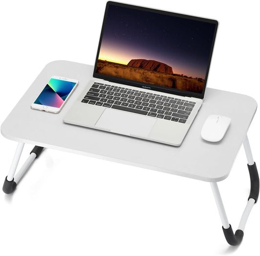 Ruxury Folding Lap Desk Laptop Stand Bed Desk Table Tray, Breakfast Serving Tray, Portable & Lightweight Mini Table for Sofa Couch Floor - - White