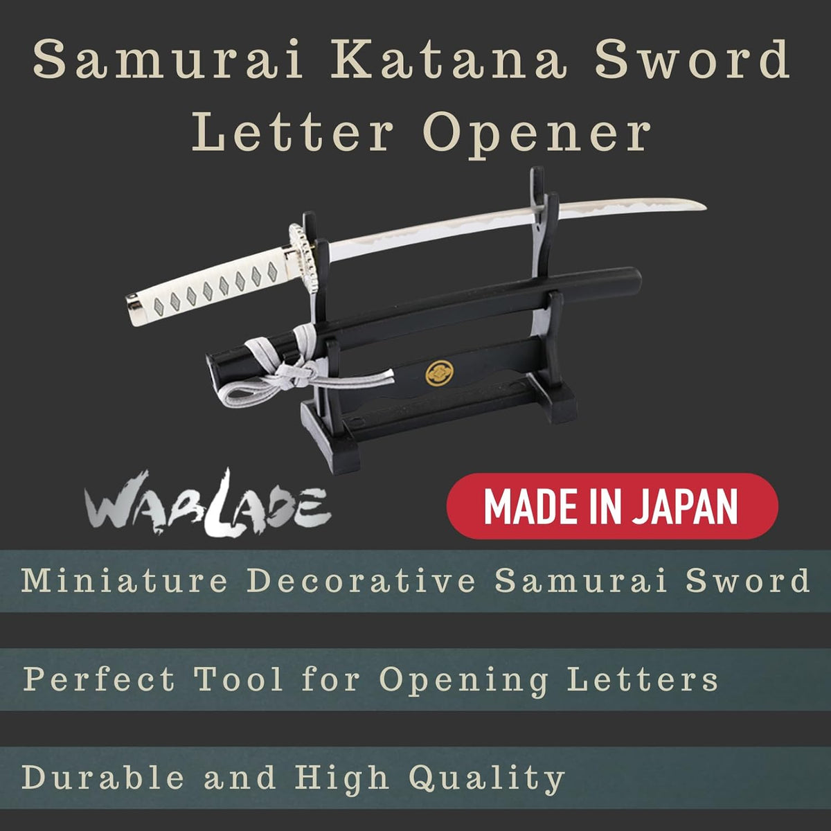 Mini Japanese Samurai Katana Sword Paper Knife Letter Opener 8.3 inch Made in JAPAN (Okita Souji)