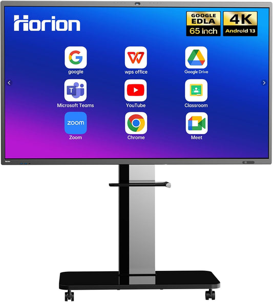 Horion Smart Board, 65" 4k Digital Whiteboard with 48MP Camera, Google EDLA-Certified Android 13 All in One 50-Point Multi-Touch Smart White Board for Office and Classroom (Board & Wall Mount Only)