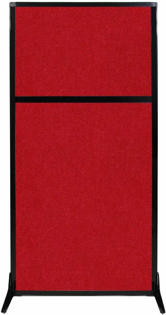 Versare Workstation Partition | Portable Wall Divider | Modern Office Cubicle | Free Standing Privacy Screen | Flexible Work Space | 33" x 70" Red Fabric Panels
