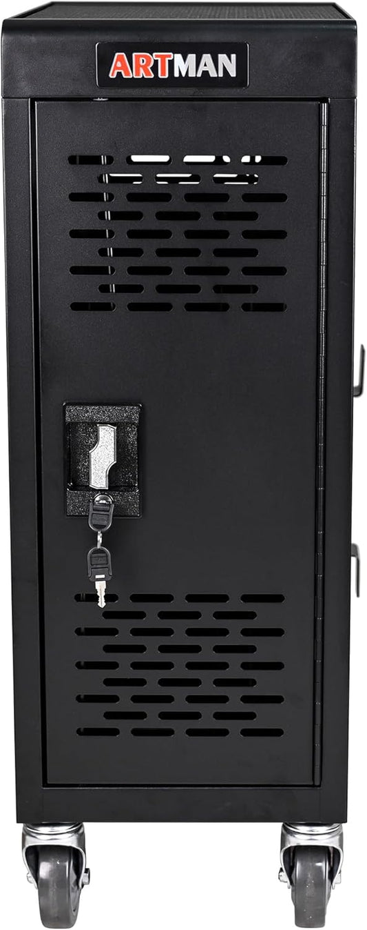 16 Device Mobile Charging Station for Laptops/Tablets/iPads/Chromebooks,16 Bay Lockable Charging Cabinet with Cable Management & Power Strip Included, Laptop & Tablet Storage Carts,Easy Assembly