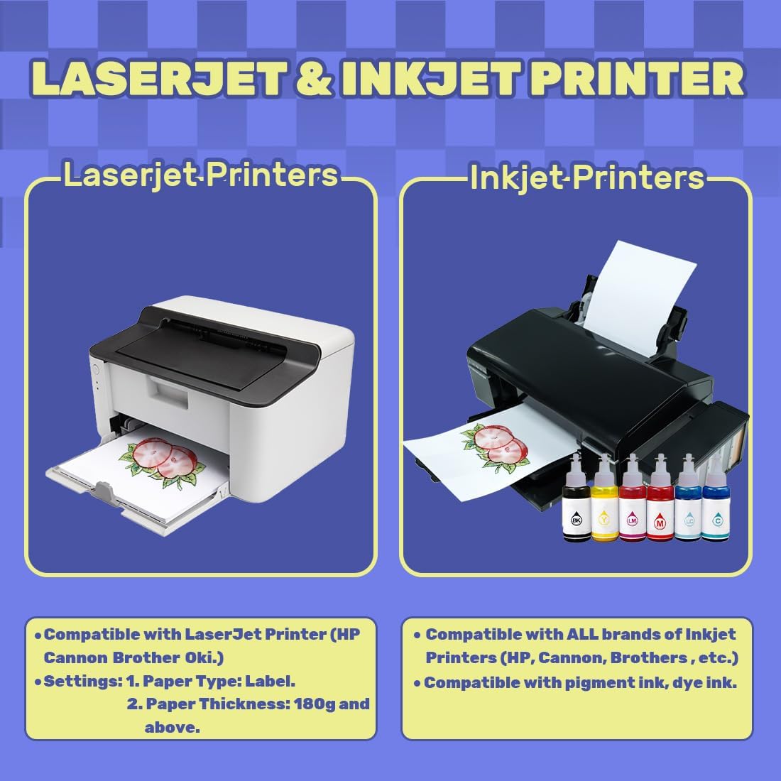 TranSmile Heat Transfer Paper for Inkjet & Laserjet Printer (10 Sheets, 8.5 x 11") Printable Heat Transfer Vinyl for Light Fabrics Iron on Transfers for T Shirts(L3-10)