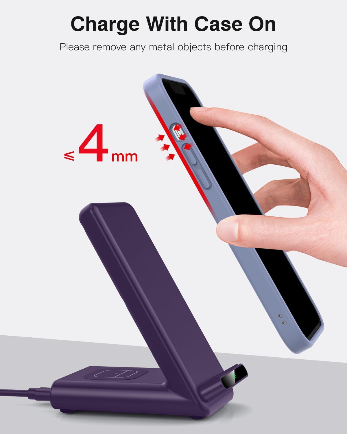 Wireless Charging Station,3 in 1 Charging Stand Made for Apple Watch Ultra 11 10 9 8 7 6 SE 5 4 3,Fast Wireless Charger Made for iPhone 17/Air/16/15/14/13/12,for AirPods Pro 3(with Adapter) (Purple)