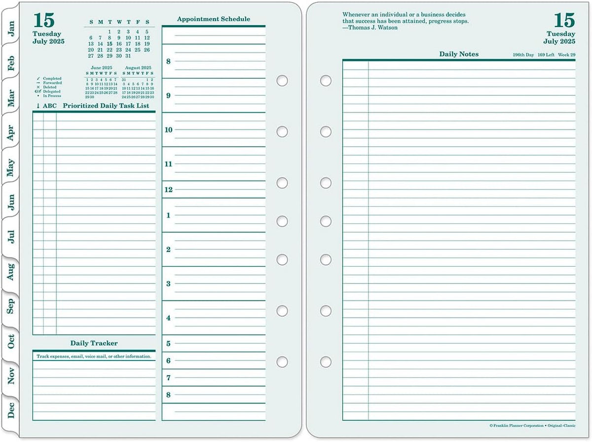 FranklinCovey - Original Two Page Per Day Ring-Bound Planner (Classic, Jul 2025 - Jun 2026)