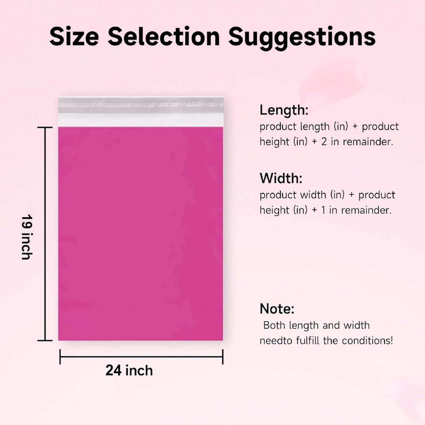 Pink Poly Mailers 19x24, 100 Pack with Strong Self-Adhesive, Ideal for Shipping Clothes, Shoes, Books, Toys, and Small Electronics