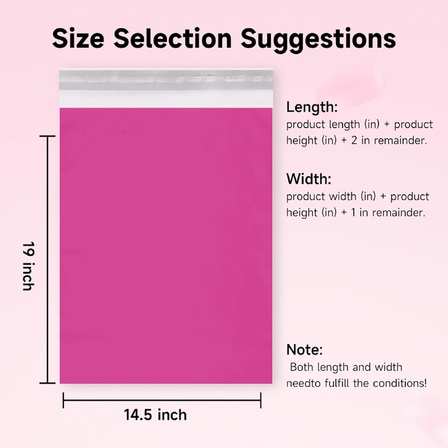 Poly Mailers 14.5x19 | 500 Pcs Bulk | Shipping Bags/Shipping Envelopes Pink Packaging Bags for Shipping Non-Padded Polymailers, Self Sealing Shipping Bags for Clothing, Bulk (Pink)