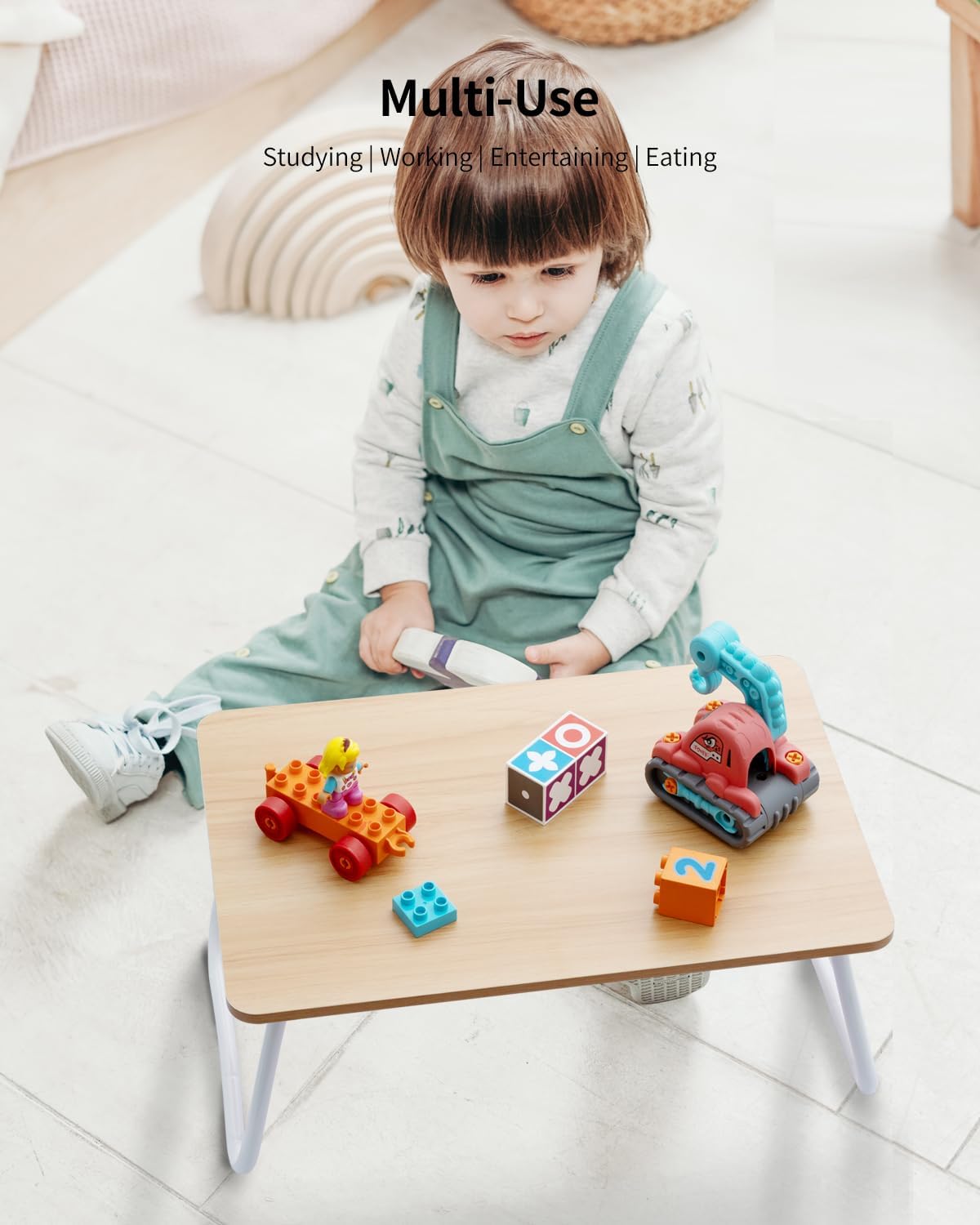 Foldable Lap Desk, Laptop Bed Desk, Portable Bed Table, Laptop Stand for Bed & Couch, Lightweight & Mini - Oak