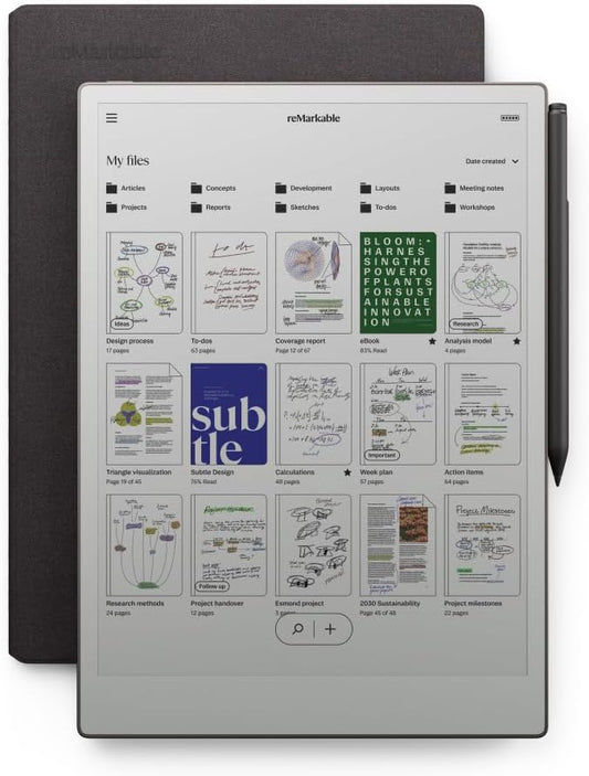reMarkable Paper Pro Bundle – Mosaic Weave | Includes 11.8” reMarkable Paper Tablet, Marker Plus Pen with Eraser, and a Book Folio Cover in Mosaic Weave – Basalt