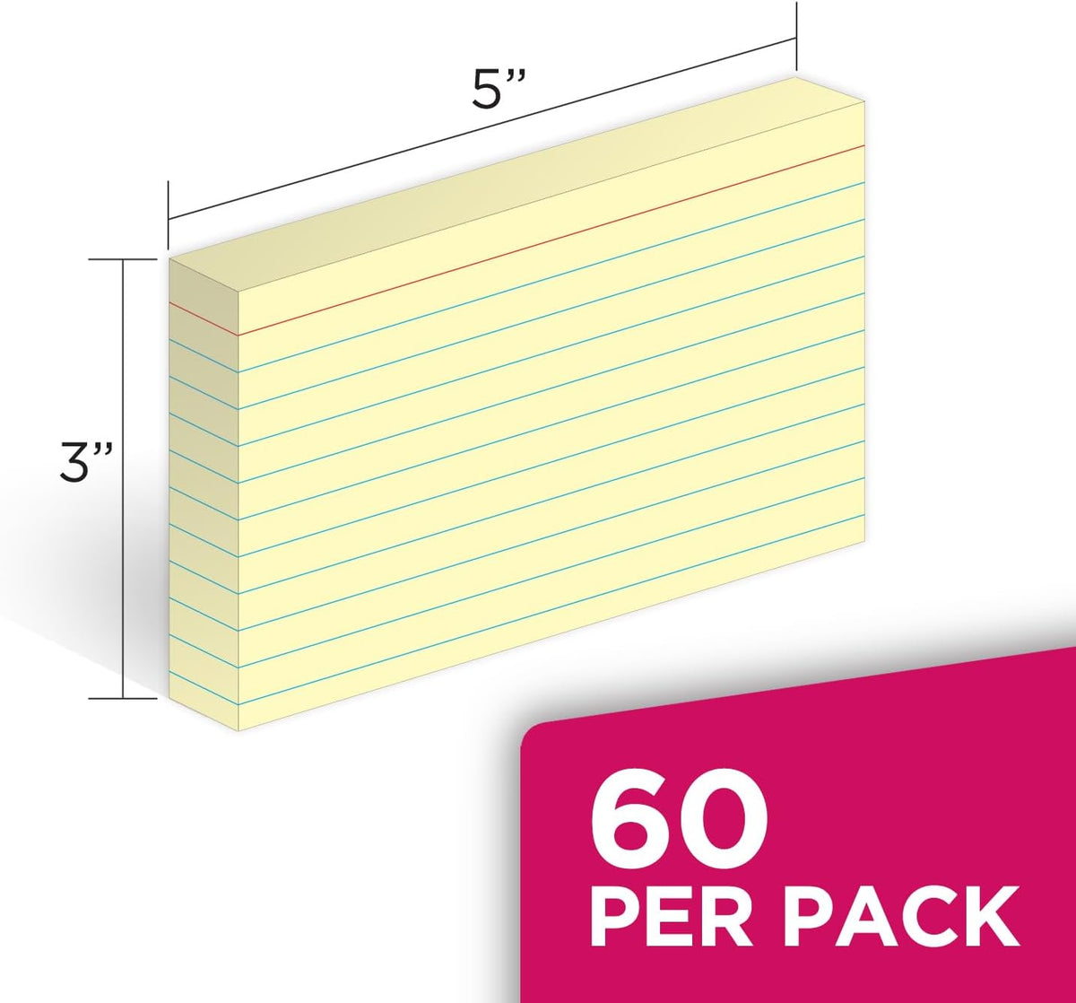 KAISA Colored Index Cards Flashcard，3x5 Ruled Color Note Cards, 4 Colors 60 Sheet (Total of 240ct), Heavyweight Colorful Notecards For School, Home & Office,KSU08904, Made In The USA