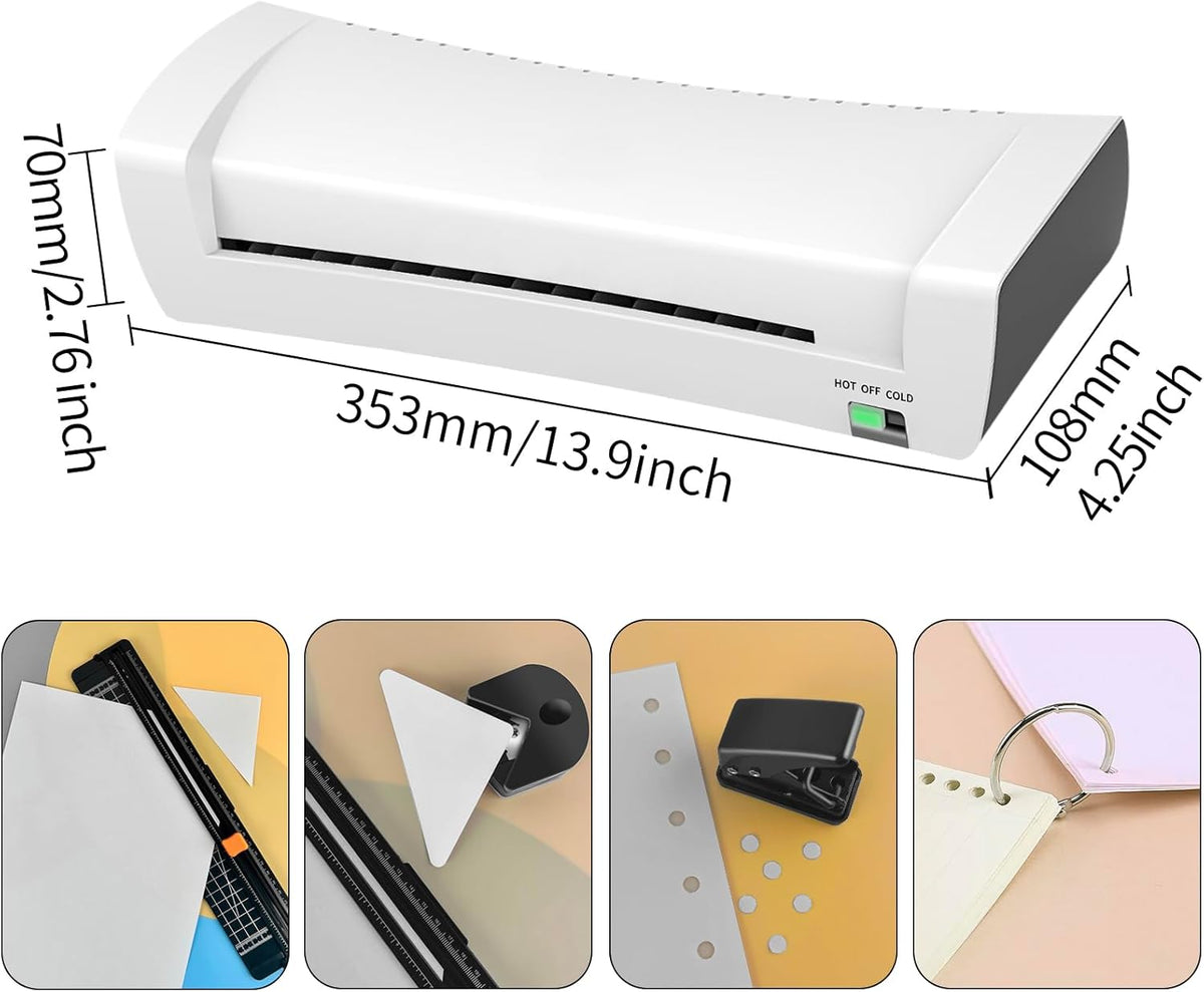 9 Inch Laminator Machine for Documents and Photos, 6 in1 A4 Thermal Laminator Machine with Never Jam Technology, 15 Laminating Sheets, 5 Mil Thick, Use for Home Office School