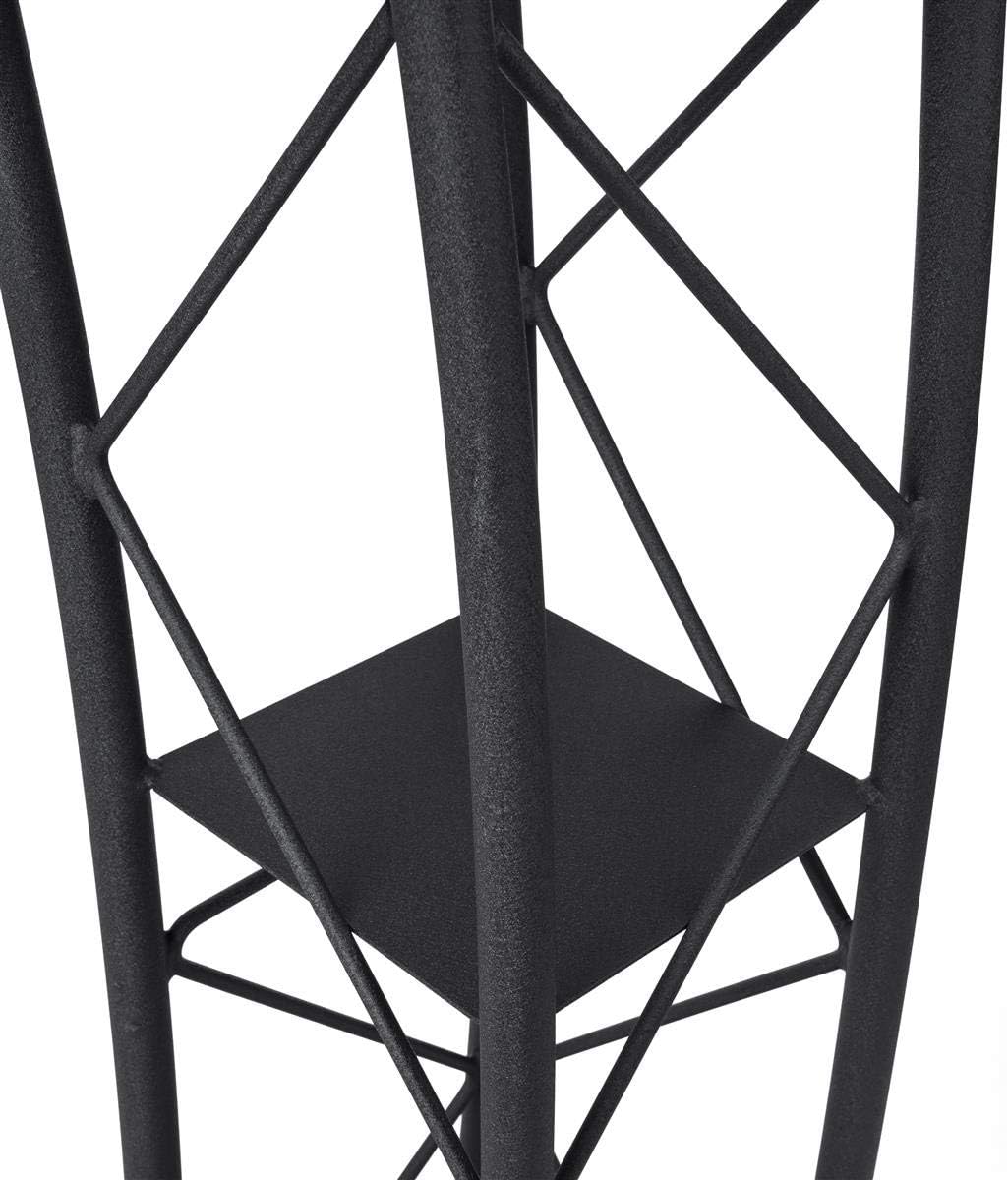 Displays2go Black Aluminum and Steel Truss Lectern with Curved Design and Built-in Shelf, 47-Inch Tall, Textured Finish (LCTTACBK)