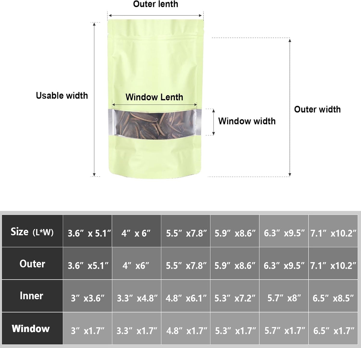 3.5"x5" 120pcs Mylar Bags for Food Storage,Smell Proof Bag with Matte Window Resealable Food Storage Bags for Small Business, Stand-up Foil Pouch Packaging Freeze Dried Candy Bag(Beige)