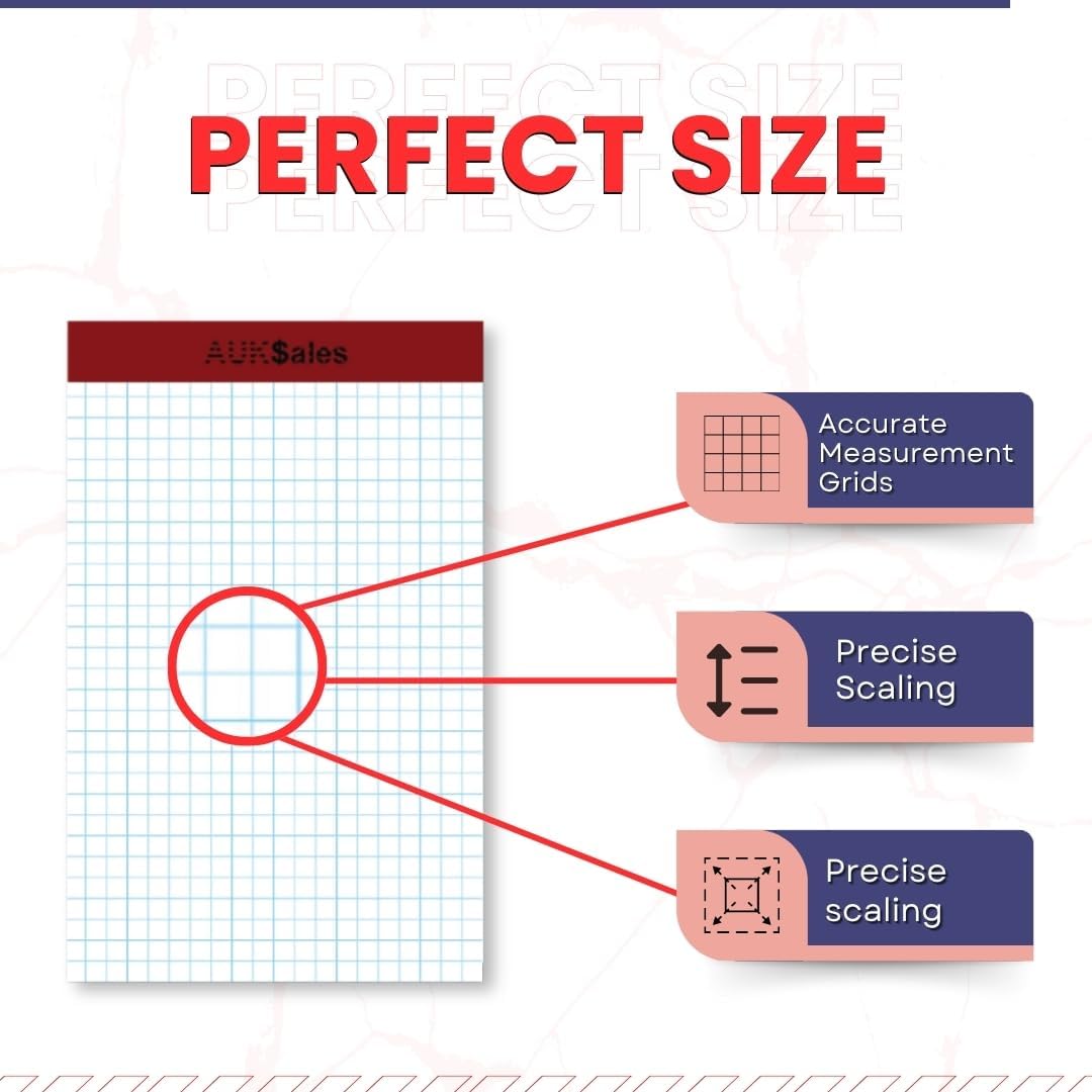 Grid Paper Pad 5x8 Inches, Graph Paper Pad 4x4, Grid Notepad, 36 Pack, 5x8 Graph Paper 1/4 Grid, Graphing Paper, Engineering Pad, 100 Sheets 200 Pages Perforated Pad for School, Home, & Office