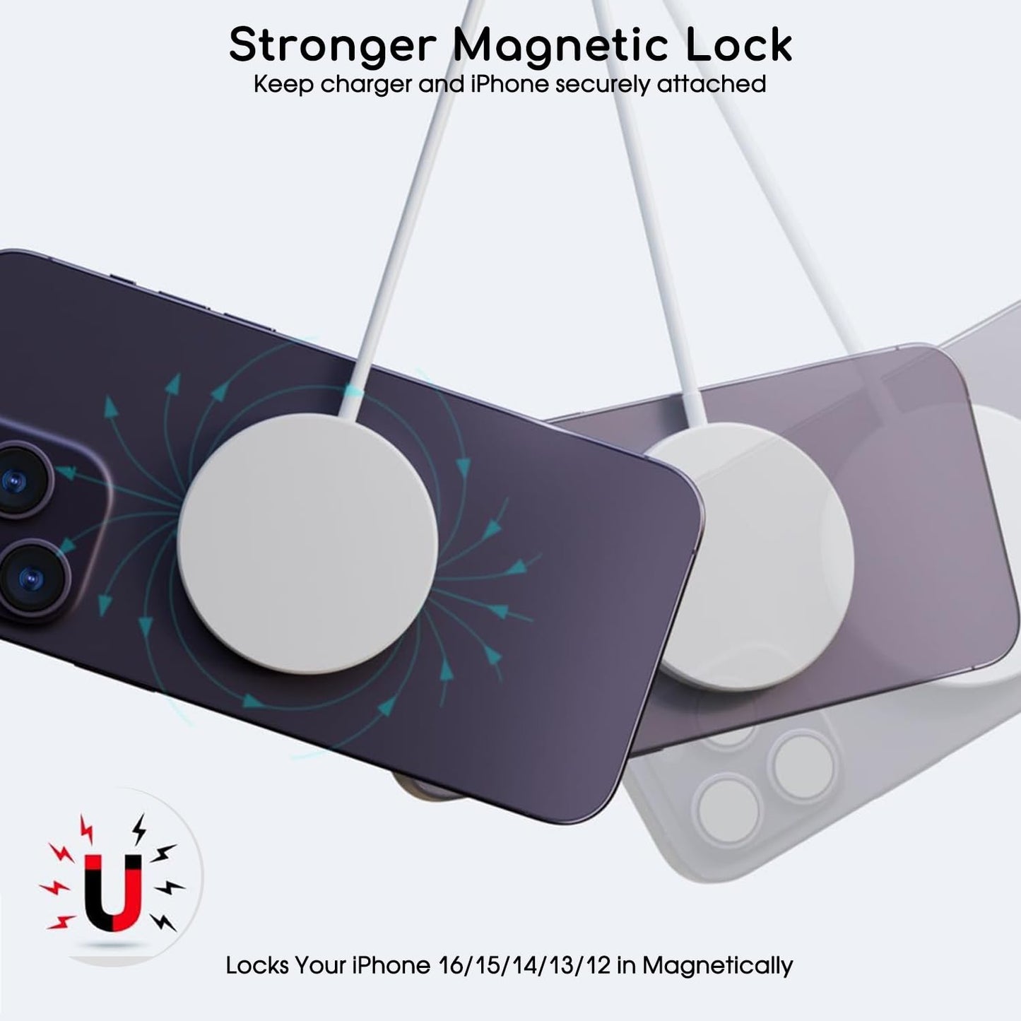 Magnetic Wireless Charger for iPhone, 2Pack 6FT [Apple MFi Certified]Mag-Safe Charger Cable Wireless Magnetic Charging Cord with USB C Fast Charging Block for iPhone Air/17/17 Pro/17 Promax/16E/16Plus