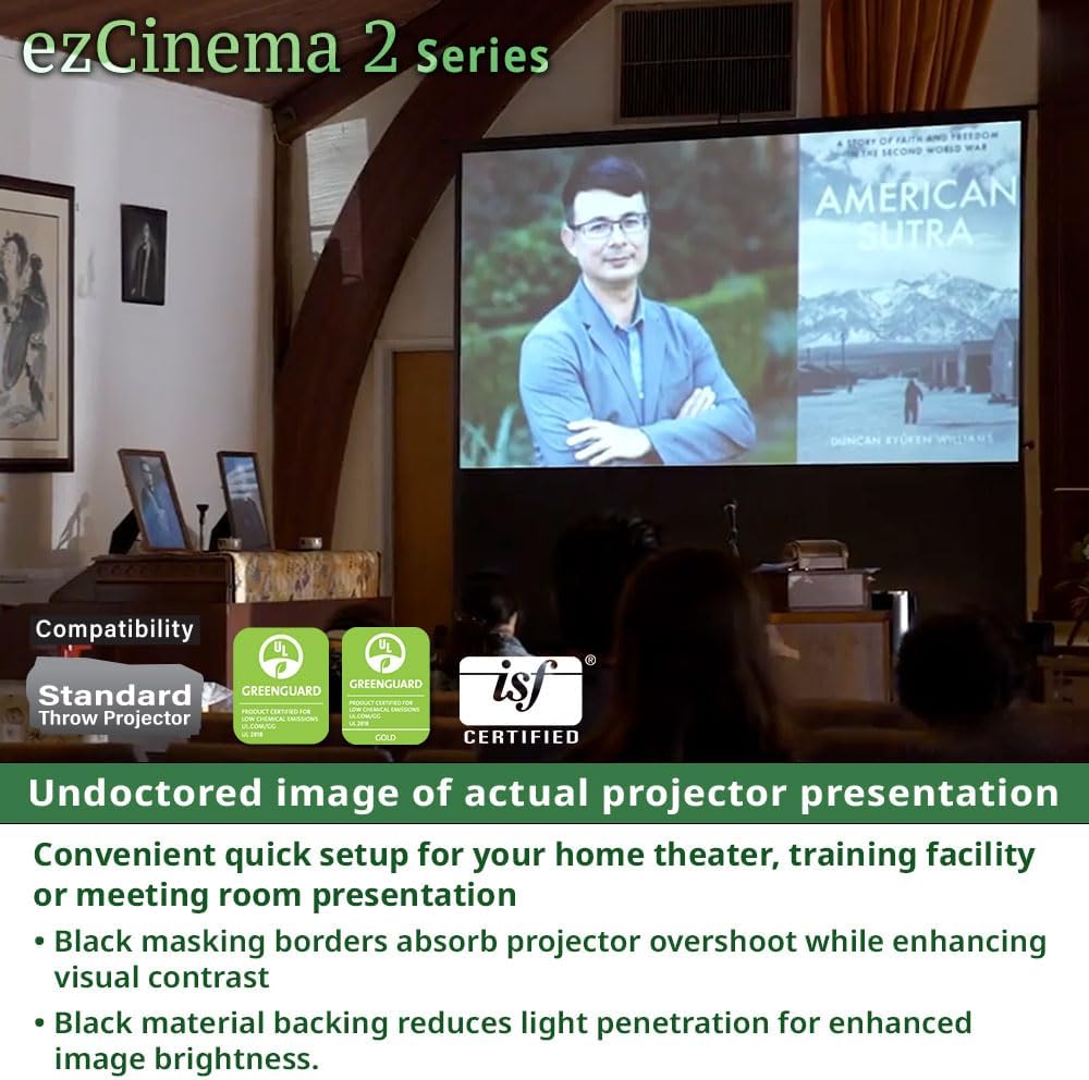Elite Screens ezCinema 2 Projector Screen, 84-inch 16:9, Manual Floor Pull Up Scissor Backed Portable Home Office Classroom Front Projection + Carrying Bag | US Based Company 2-Year Warranty, F84XWH2