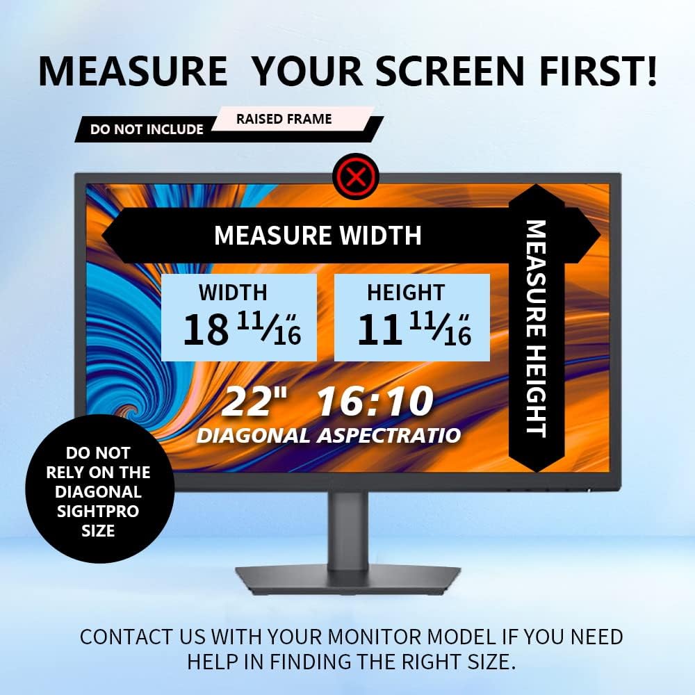 Computer Privacy Screen 22 inch, Removable 16:10 Aspect Ratio Widescreen Laptop Monitor,Eye Protection Anti Glare Blue Light Slide Mount Tabs Cover Screen Protector for Privacy Screen Filter 22 inch