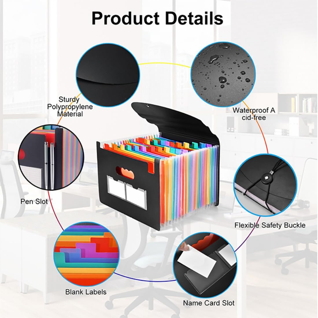 25 Pockets Accordion File Organizer Desktop Expanding File Folders with Colorful tabs for Paper Receipts, Bills&Taxes Organizer, Letter/A4 Size Document Holder for School, Office, Home