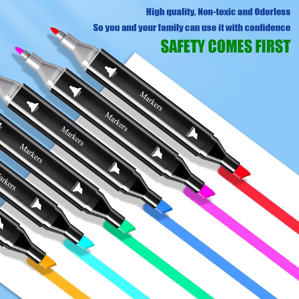Alcohol Markers, 168 Colors Art Drawing Set for Kids Adults, Dual Tip Permanent Sketch Markers with Organizing Case