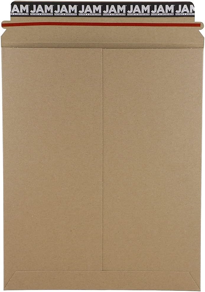 JAM PAPER Stay-Flat Photo Mailer Envelopes with Peel & Seal Closure - 9 3/4 x 12 1/4 - Brown Kraft - Sold Individually
