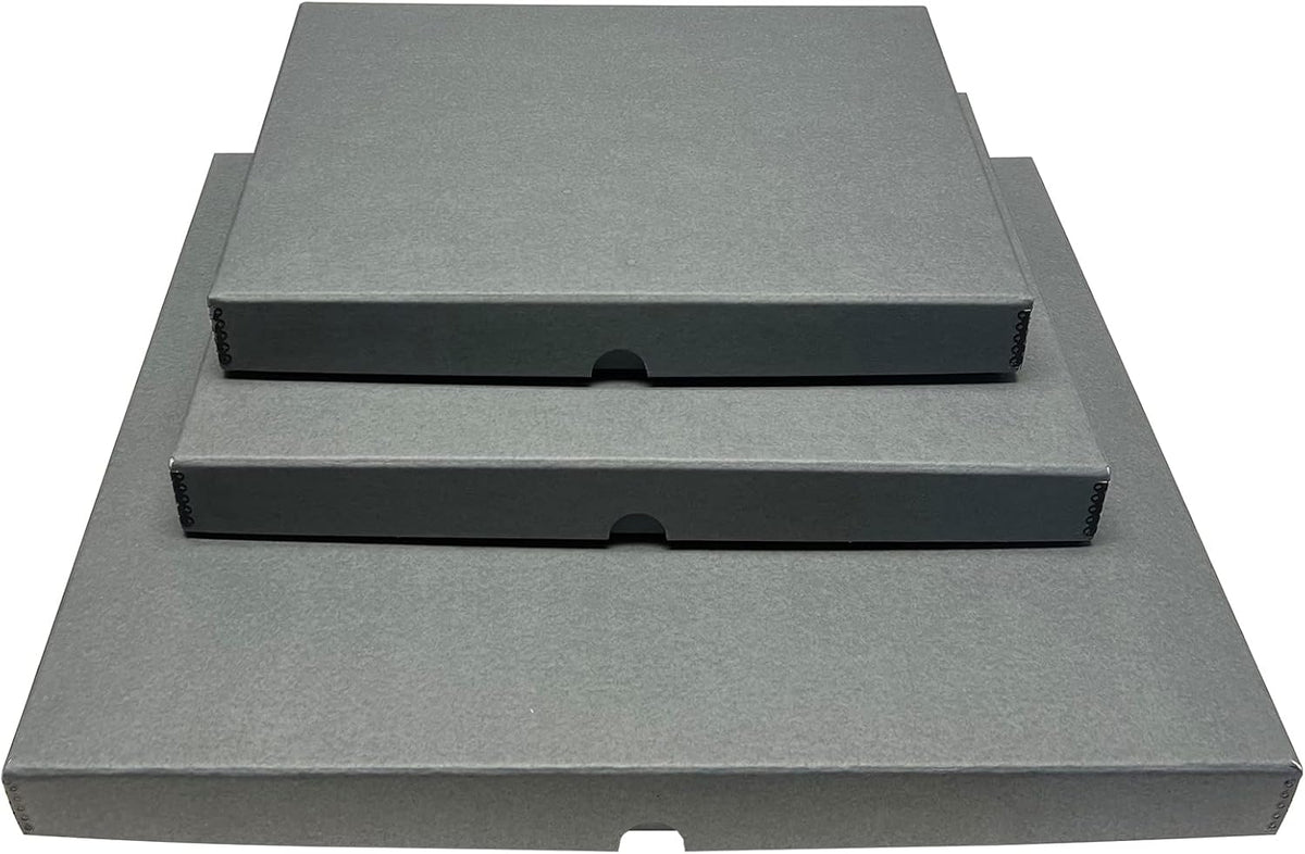 Lineco Folio Storage Box, Clamshell Design with Metal Edge. 18.5x24.5x1.75 Inches, Archival Boxboard, Preserve Photos, Cards, Magazines, Documents, Art, Ephemera, Family Records, Gray, Pack of 1