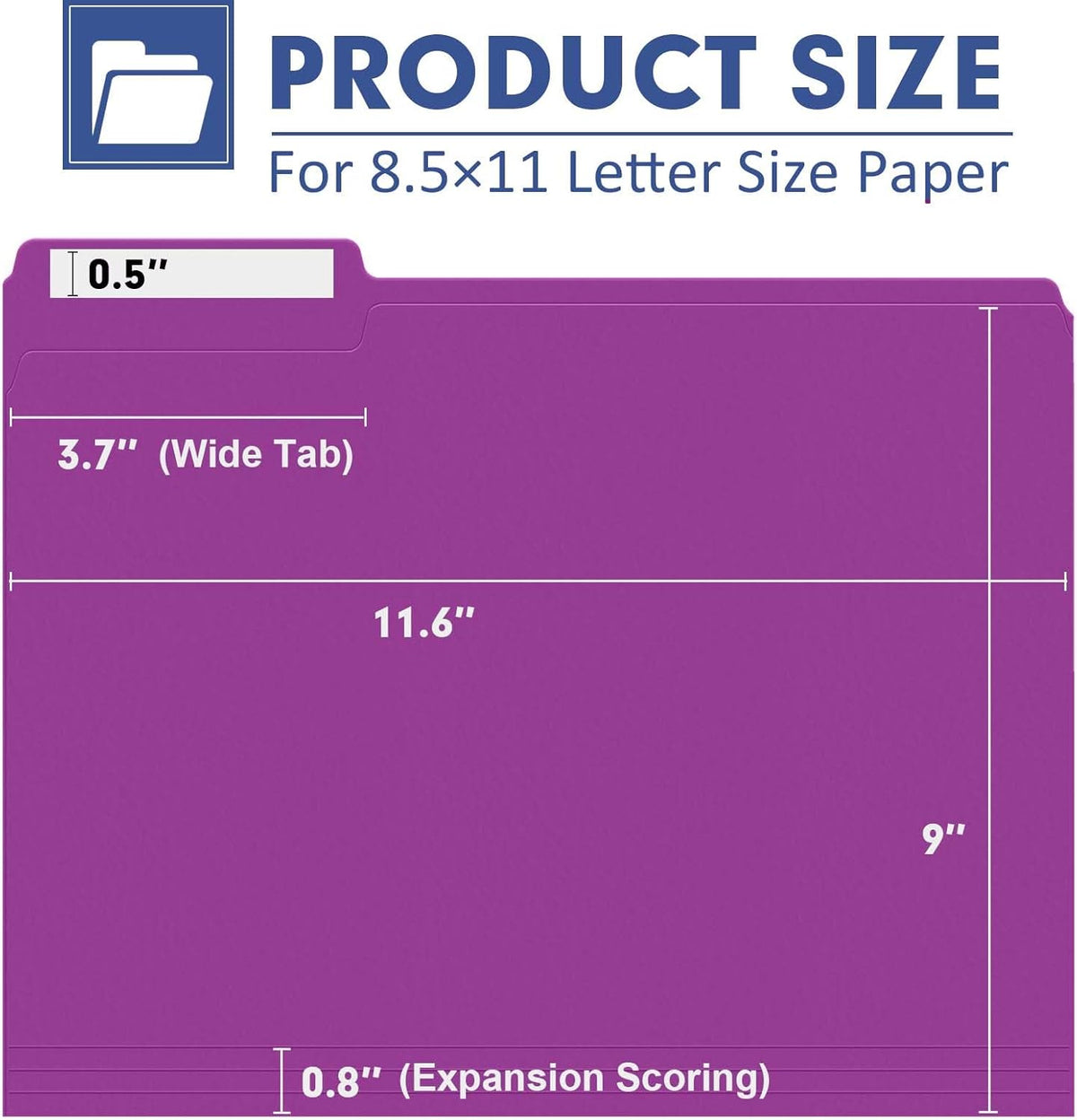 File Folder, PANDRI 120 Pack File Folder, 1/3 Cut Tab, Letter Size, Filing Folder for Office School Business, Rosepurple