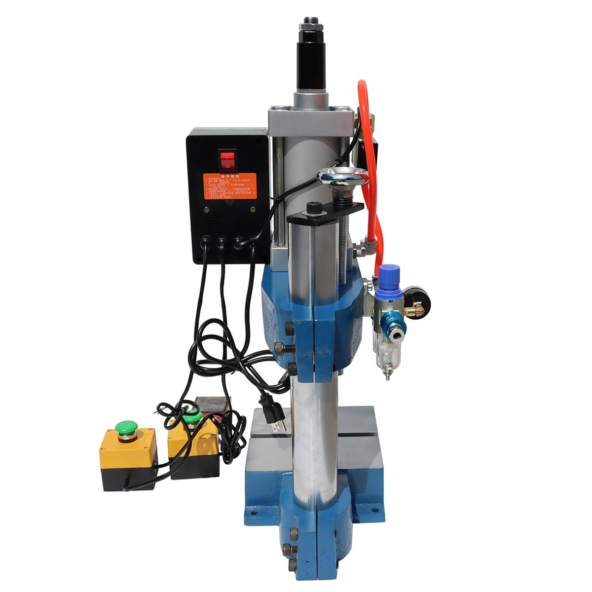 Pneumatic Punch Press Machine Cylinder Stroke Adjustable with Display Controller Double Buttons Die Hole Punches Milling Machine 500KG/1100LB Pressure