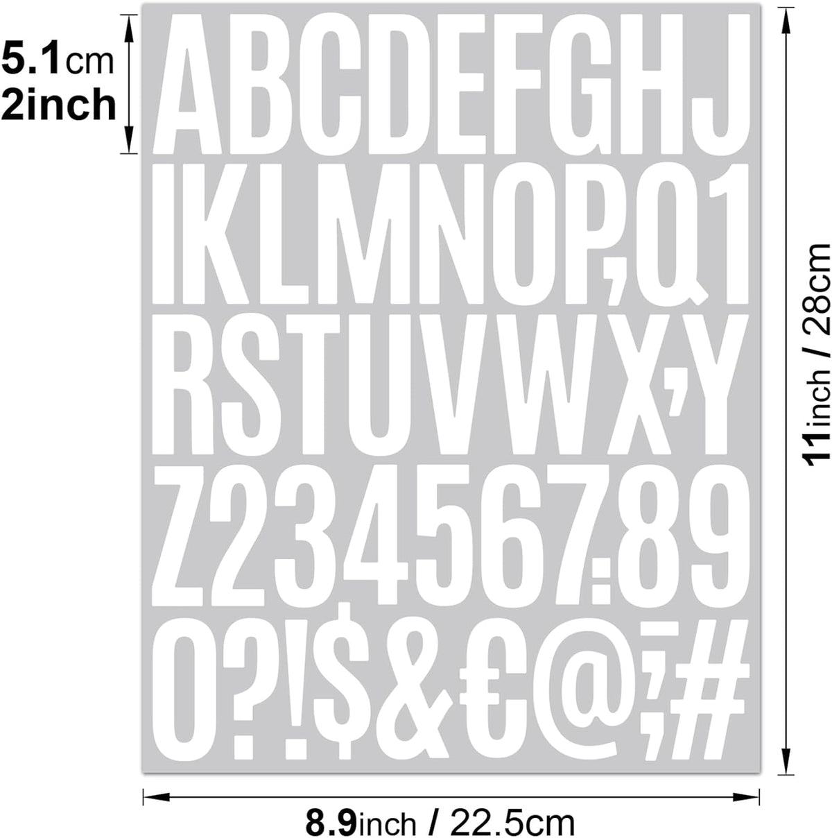 1000 Pcs 2 Inch Waterproof Letter Stickers - Self-Adhesive Vinyl Includes 20 Sheets of Alphabet, Numbers & Symbols for Mailbox, Door, Window, Address, Business Signs, Vehicles & More (White)
