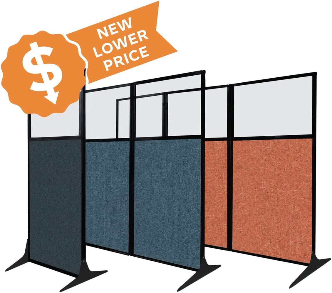 Versare Office Workstation Screen | Portable Wall Divider | Modern Cubicle | Freestanding Privacy Screen | Flexible Work Space | 3 Panels | 99" Wide x 70" Tall Beige SoundSorb Panels