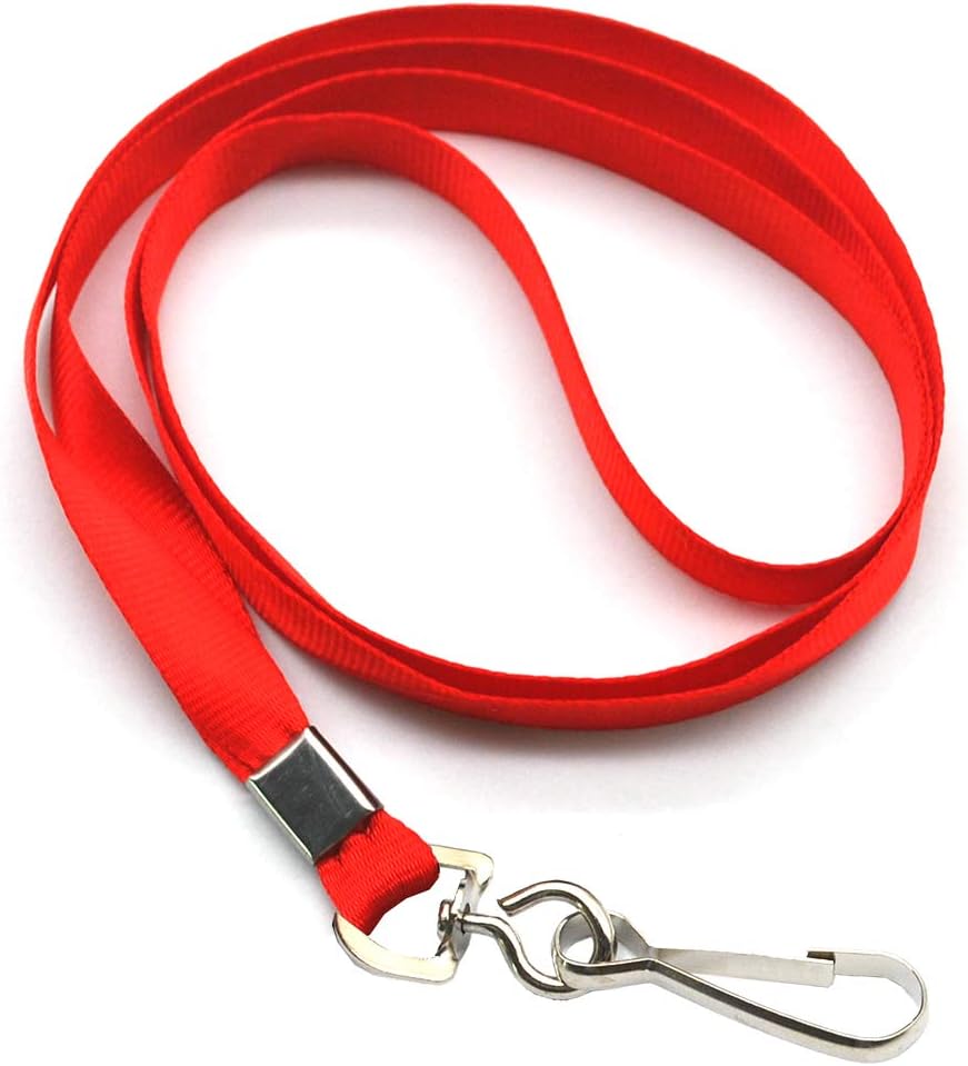 Beebel Red Lanyard Bulk Lanyards for Id Badges Flat Lanyard with Badge Clip Swivel Hook 50 Pack