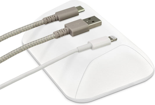 Smartish® Magnetic Cord Holder - Bigger Cable Wrangler Organizer with Magnet Clips for Charger Management on Desktop, Nightstand, or Side Table - Holds 6+ Cables - Snow Day White